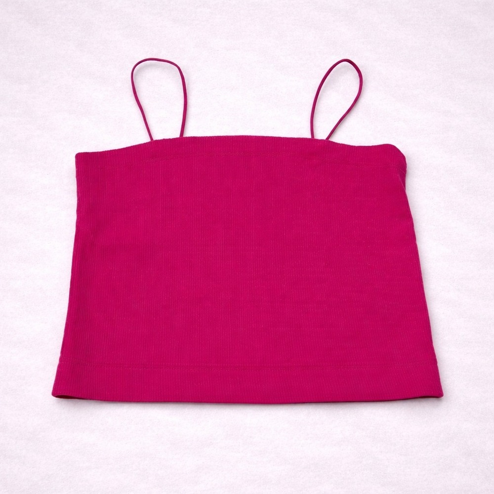 American Eagle Crop Top Womens Small Pink Ribbed Cami Tank Top